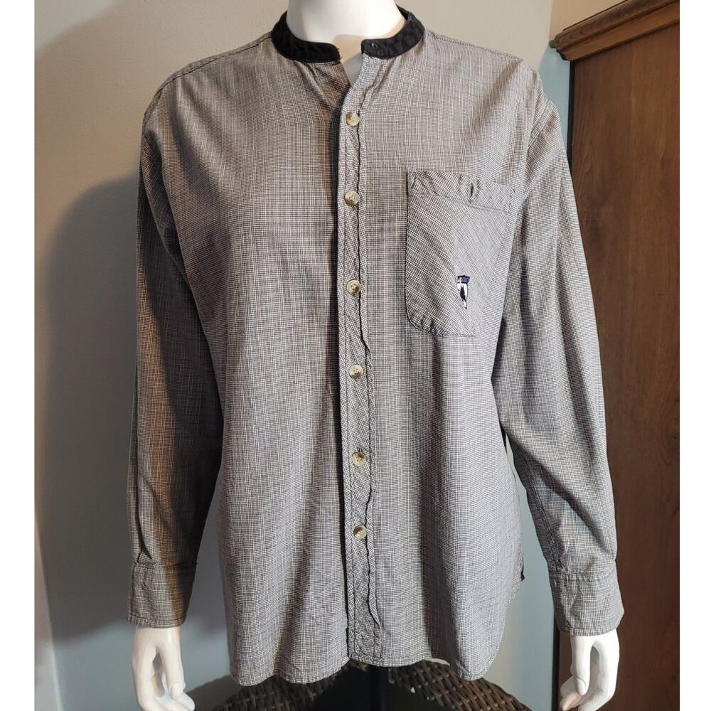 Vintage AOS Rodeo Plaid Shirt M Cotton Nehru Collar Westerncore Heritage Cowgirl